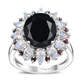 California Black Jade, Multi Gemstone Ring in Rhodium Over Sterling Silver (Size 10.0) 7.25 ctw - Sticky add to cart bar