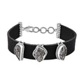 D'Joy Artisan Crafted Rough Cut Marvelous Meteorite Leather Bracelet in Black Oxidized Sterling Silver (6.50-8.0In) - Sticky add to cart bar