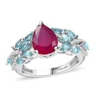 Niassa Ruby (FF), Multi Gemstone Ring in Rhodium Over Sterling Silver (Size 10.0) 2.80 ctw