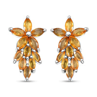 Madagascar Yellow Sapphire 2.85 ctw Golden Petal Cascade Earrings in Rhodium Over Sterling Silver