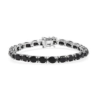 California Black Jade 20.25 ctw Tennis Bracelet in Rhodium Over Sterling Silver (8.00 In)
