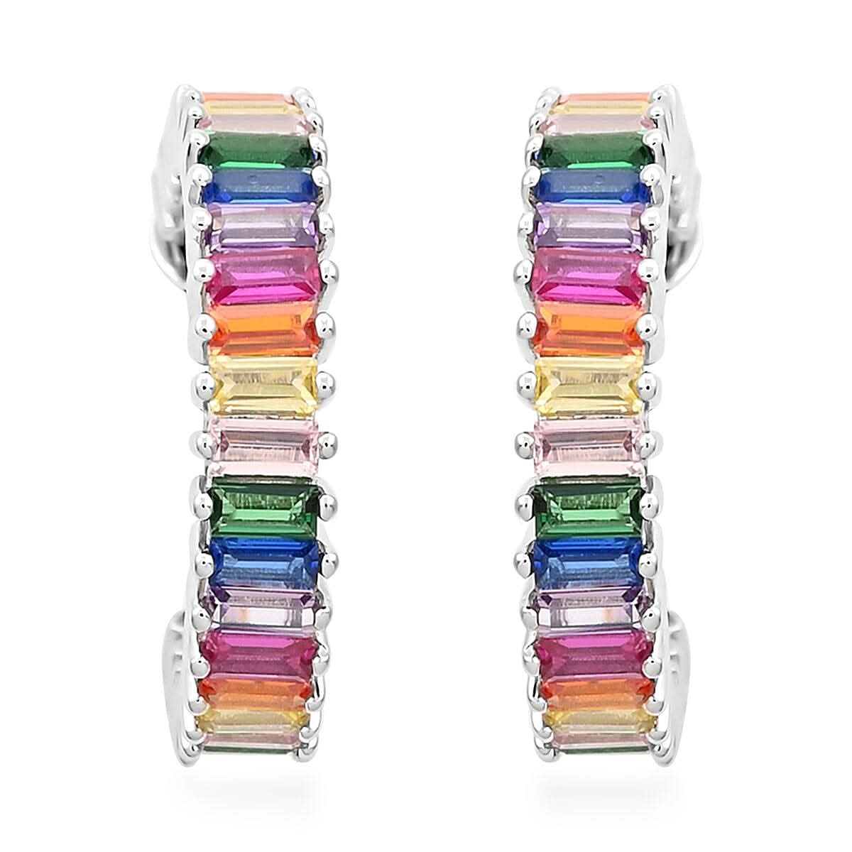 Multi Gemstone Earrings in Silvertone 9.60 ctw