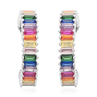 Multi Gemstone Earrings in Silvertone 9.60 ctw