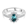 Luxoro 14K White Gold AAA Pirineu Lagoon Tourmaline, Diamond (G-H, I2) (0.30 cts) Midnight Bloom Ring (Size 10.0) (Del. in 10-12 Days) 1.25 ctw - Sticky add to cart bar