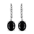 D'Joy California Black Jade 5.60 ctw Solitaire Lever Back Earrings in Rhodium Over Sterling Silver - Sticky add to cart bar
