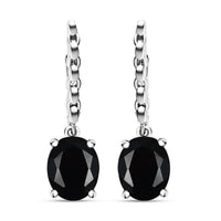 D'Joy California Black Jade 5.60 ctw Solitaire Lever Back Earrings in Rhodium Over Sterling Silver