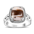 Karis Peanut Wood Jasper Solitaire Ring in Platinum Bond (Size 10.0) 2.60 ctw - Sticky add to cart bar
