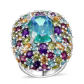 GP Italian Garden Collection Peacock Quartz, Multi Gemstone Ring in Rhodium Over Sterling Silver (Size 10.0) 21.70 ctw - Sticky add to cart bar