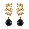 Black Obsidian Earrings in Goldtone 15.00 ctw - Sticky add to cart bar