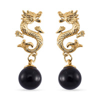 Black Obsidian Earrings in Goldtone 15.00 ctw