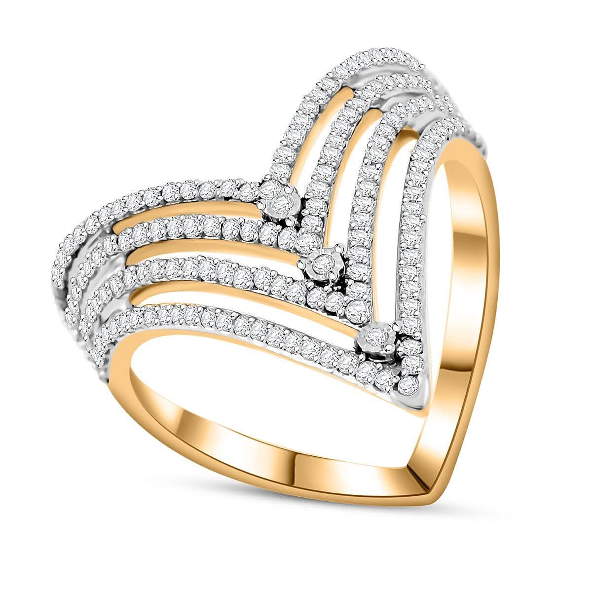 Doorbuster Diamond 0.70 ctw Ring in 14K Yellow Gold Over Sterling Silver (Del. in 7-10 Days)