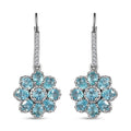 Betroka Blue Apatite and White Zircon 3.65 ctw Floral Earrings in Platinum Over Sterling Silver - Sticky add to cart bar