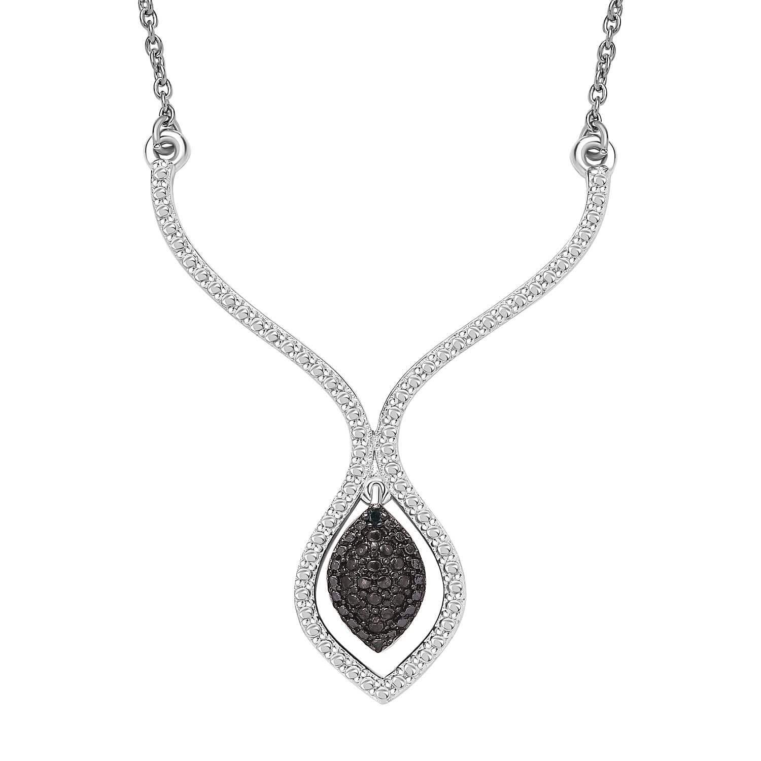 Karis Blue Diamond (IR) Accent Necklace (18 Inches) in Platinum Bond and Stainless Steel