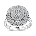Doorbuster Diamond Cluster Ring in Rhodium Over Sterling Silver (Size 10.0) 1.00 ctw - Sticky add to cart bar