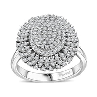 Doorbuster Diamond Cluster Ring in Rhodium Over Sterling Silver (Size 10.0) 1.00 ctw