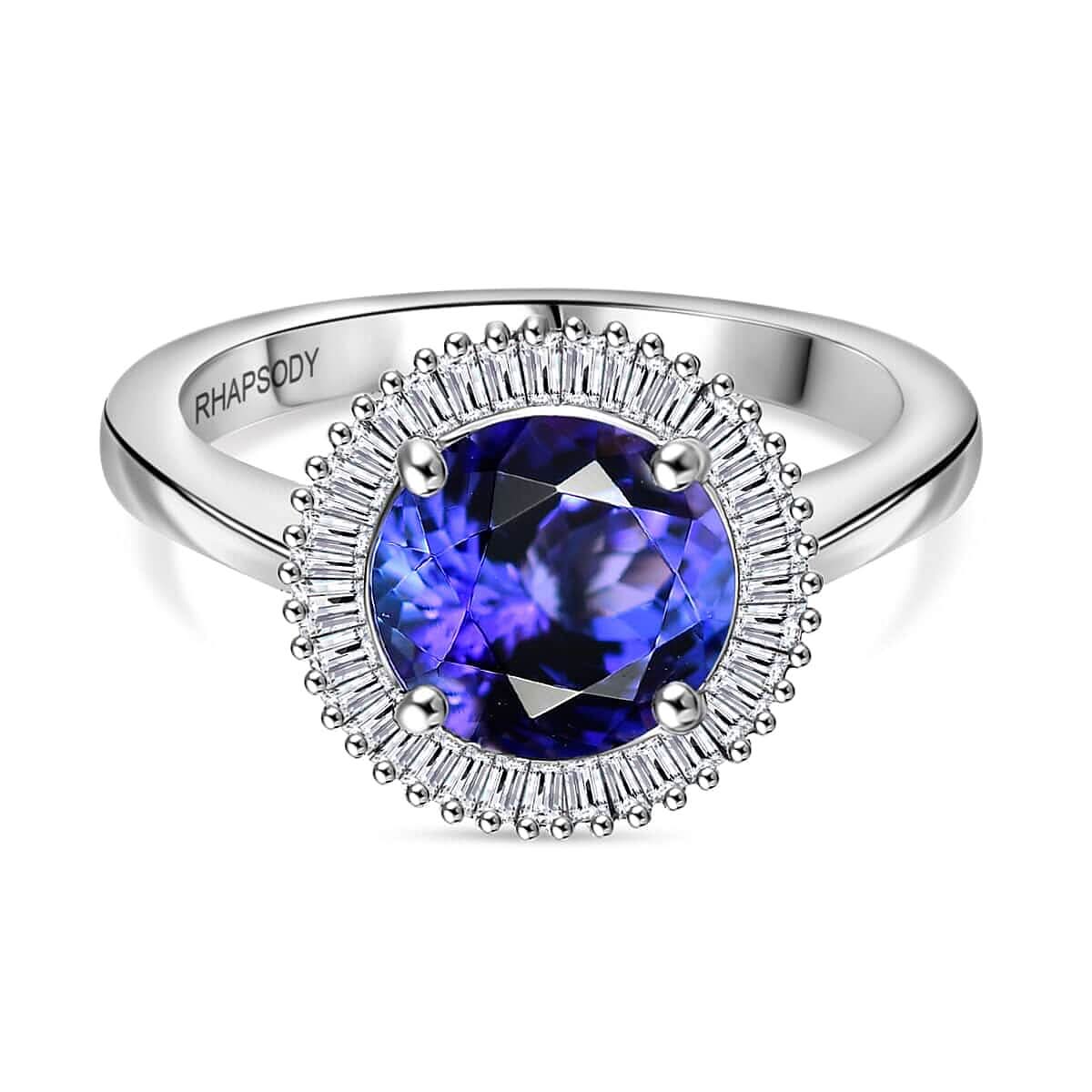 Rhapsody AAAA Tanzanite and E-F VS Diamond 2.70 ctw Ring in 950 Platinum 5.90 Grams