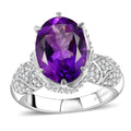 Moroccan Amethyst and White Zircon 7.00 ctw Ring in Rhodium Over Sterling Silver - Sticky add to cart bar