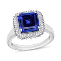 Rhapsody AAAA Tanzanite and E-F VS2 Diamond 3.25 ctw Octagon Shape Ballerina Ring in 950 Platinum (Size 10.0) 5.80 Grams - Sticky add to cart bar