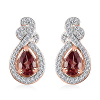 D'Joy Tanzanian Blush Garnet and White Zircon 1.40 ctw Tear Drop Earrings in 18K Vermeil Rose Gold Over Sterling Silver