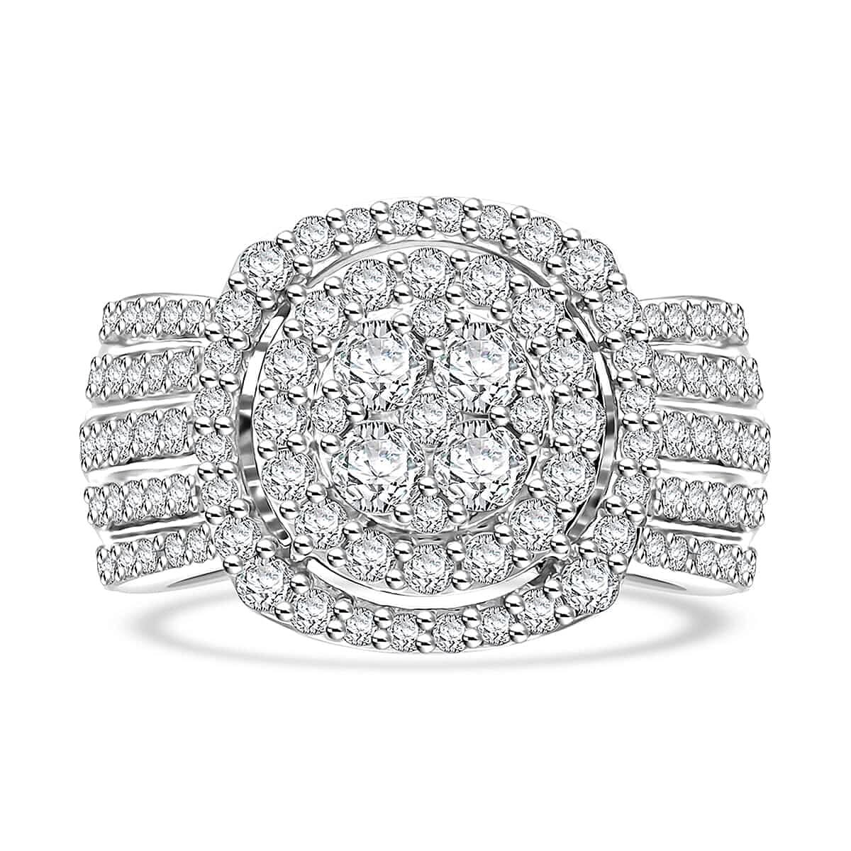 Doorbuster Luxoro 10K White Gold White Diamond (I2-I3) Ring (Size 8.0) (6 g) 2.00 ctw