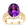 Moroccan Amethyst and Moissanite 5.90 ctw Ring in 18K Vermeil Yellow Gold Over Sterling Silver - Sticky add to cart bar
