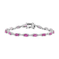 Premium Mozambique Pink Sapphire and Moissanite 6.65 ctw Bracelet in Rhodium Over Sterling Silver (8.00 In) - Sticky add to cart bar