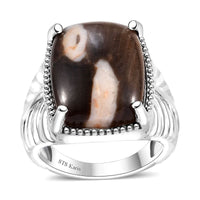 Karis Peanut Wood Jasper Solitaire Ring in Platinum Bond (Size 10.0) 8.65 ctw