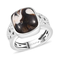 Karis Peanut Wood Jasper Solitaire Ring in Platinum Bond (Size 10.0) 4.65 ctw