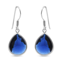Simulated Blue Diamond Drop Earrings in Sterling Silver 12.00 ctw