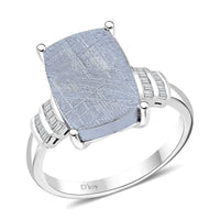 Marvelous Meteorite, Diamond Ring in Rhodium Over Sterling Silver (Size 9.0) 0.20 ctw