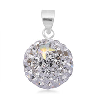 White Austrian Crystal Sphere Pendant in Sterling Silver