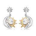 Marvelous Meteorite Sun & Crescent Moon Earrings in 18K Vermeil YG and Rhodium Over Sterling Silver - Sticky add to cart bar