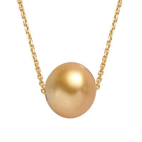Certified & Appraised Luxoro AAAA South Sea Golden Cultured Pearl Necklace in 14K Yellow Gold 18-20 Inches