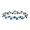 Premium Ceruleite, White Zircon Sky Petal Bracelet in Rhodium Over Sterling Silver (7.25 In) 11.00 ctw - Sticky add to cart bar