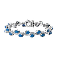 Premium Ceruleite, White Zircon Sky Petal Bracelet in Rhodium Over Sterling Silver (7.25 In) 11.00 ctw