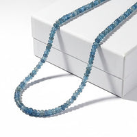 Certified & Appraised Rhapsody AAAA Santa Maria Aquamarine 73.20 ctw Beaded Graduated Necklace in 950 Platinum 18-20 Inches