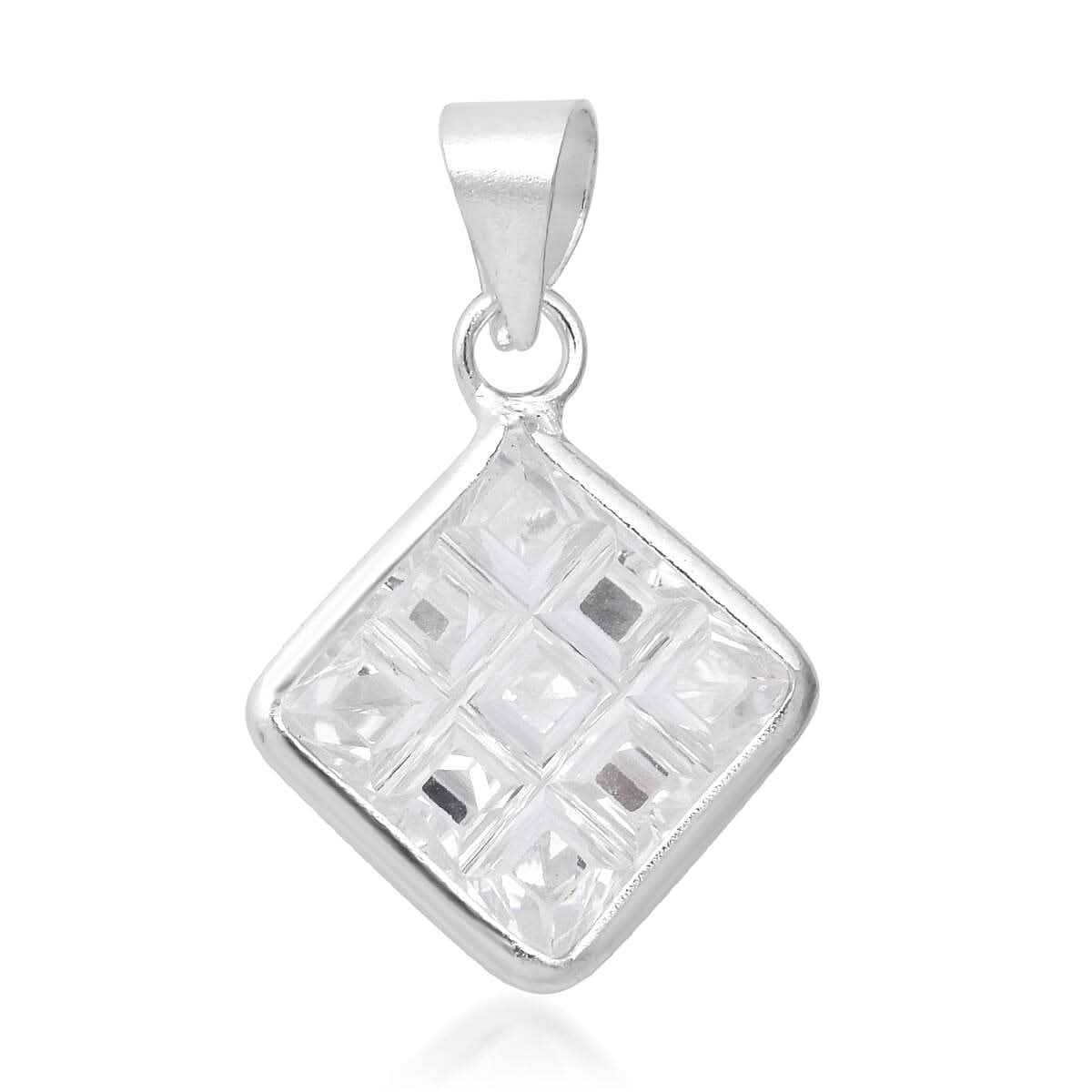 Simulated Diamond Pendant in Sterling Silver 9.35 ctw