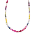 D'Joy Multi Sapphire 90.30 ctw Beaded Graduated Necklace in 18K Vermeil Yellow Gold Over Sterling Silver 18-20 Inches - Sticky add to cart bar