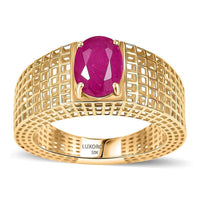 Doorbuster Luxoro 10K Yellow Gold Premium Royal Ruby Solitaire Ring (Size 7.0) 1.70 ctw