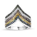 Doorbuster Multi Diamond (Natural & IR) Chevron Ring in Rhodium Over Sterling Silver (Size 10.0) 0.90 ctw - Sticky add to cart bar