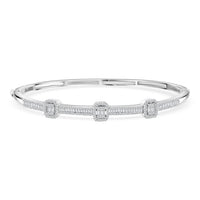Doorbuster White Diamond 1.00 ctw Bangle Bracelet in Rhodium Over Sterling Silver (7.25 In)