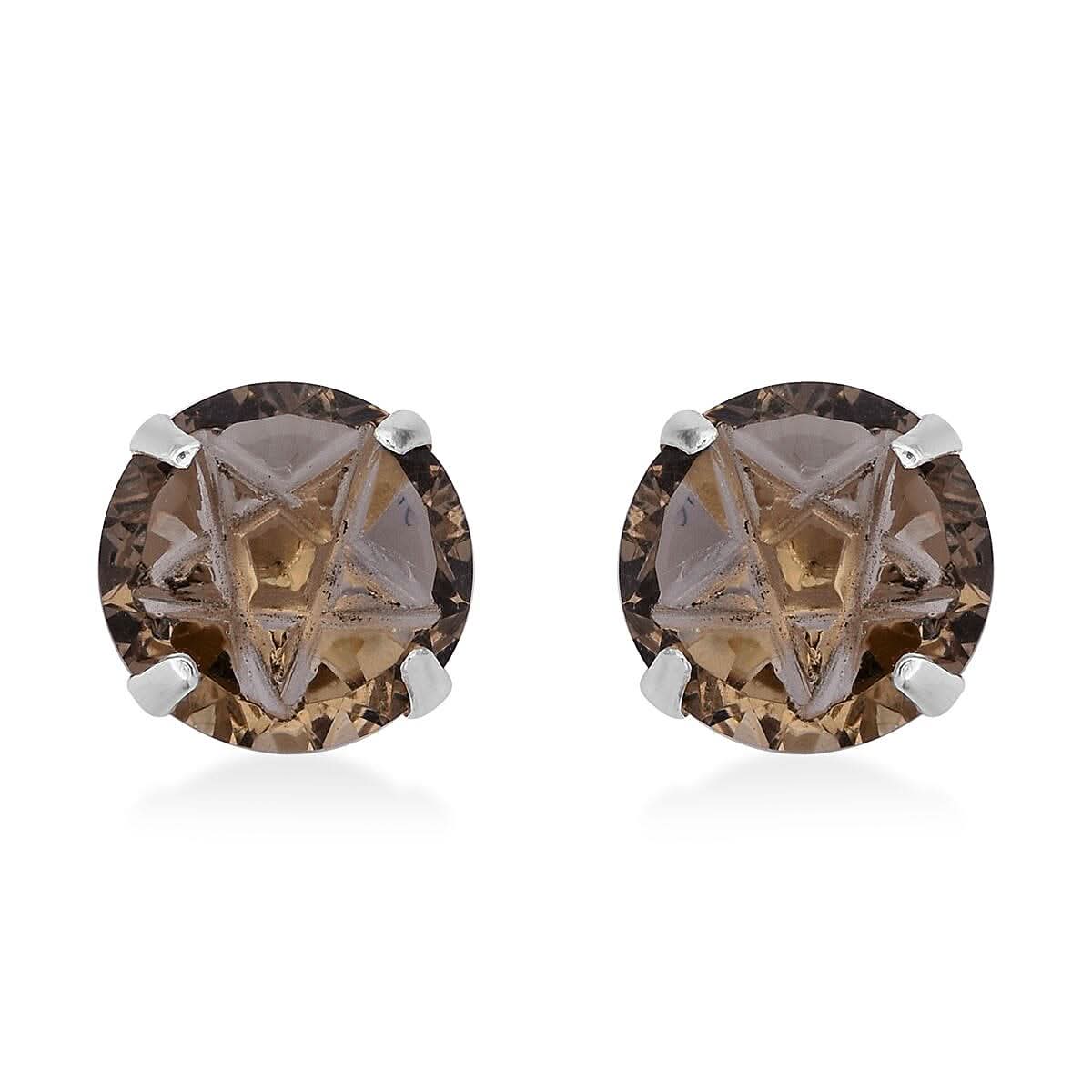 Champagne Cubic Zirconia Earring Sterling Silver 6.20 ctw