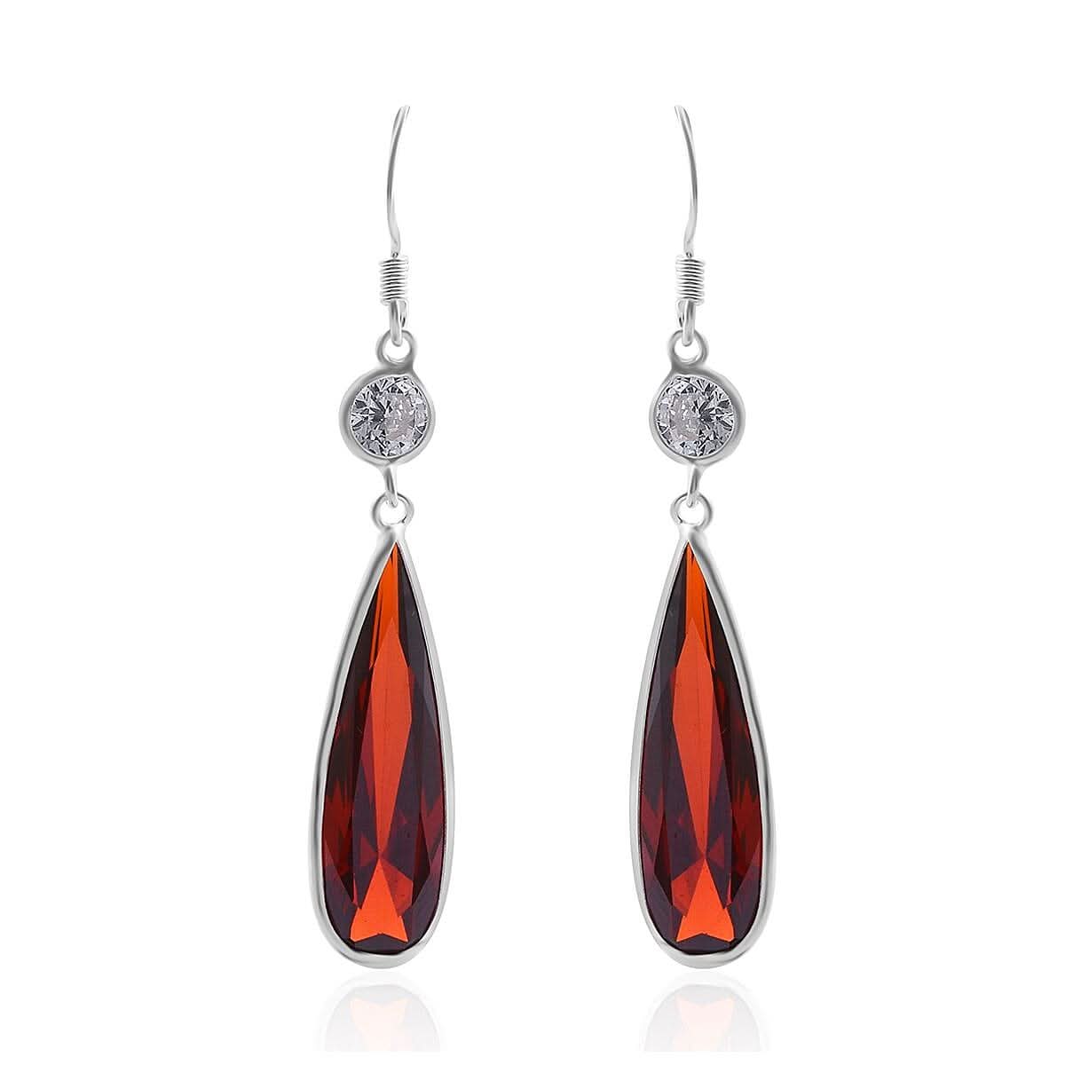 Red Cubic Zirconia Earring Sterling Silver 17.20 ctw