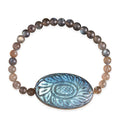 Malagasy Labradorite Carved 108.00 ctw Beaded Stretch Bracelet - Sticky add to cart bar