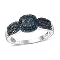 Doorbuster Blue Diamond (IR) Cluster Ring in Rhodium Over Sterling Silver (Size 10.0) 0.33 ctw - Sticky add to cart bar