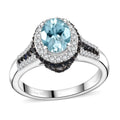 Santa Maria Aquamarine, Multi Gemstone Ocean Whisper Ring in Rhodium Over Sterling Silver (Size 10.0) 2.00 ctw - Sticky add to cart bar