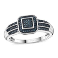 Doorbuster Blue Diamond (IR) Ring in Rhodium Over Sterling Silver (Size 7.0) 0.25 ctw - Sticky add to cart bar