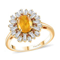 Madagascar Yellow Sapphire and Multi Gemstone 2.50 ctw Sunburst Flower Ring in 18K Vermeil Yellow Gold Over Sterling Silver - Sticky add to cart bar