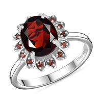 Mozambique Garnet Sunflower Ring in Rhodium Over Sterling Silver (Size 10.0) 3.25 ctw