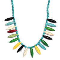 Multi Color Howlite 295.00 ctw Chips Necklace in Platinum Bond 20 Inches